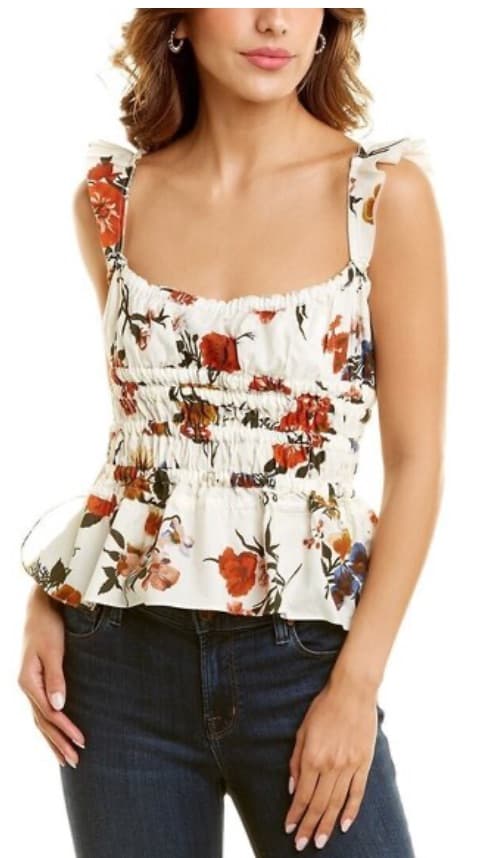 Brock Collection Silvia Floral Smocked Tie Top - Image 2