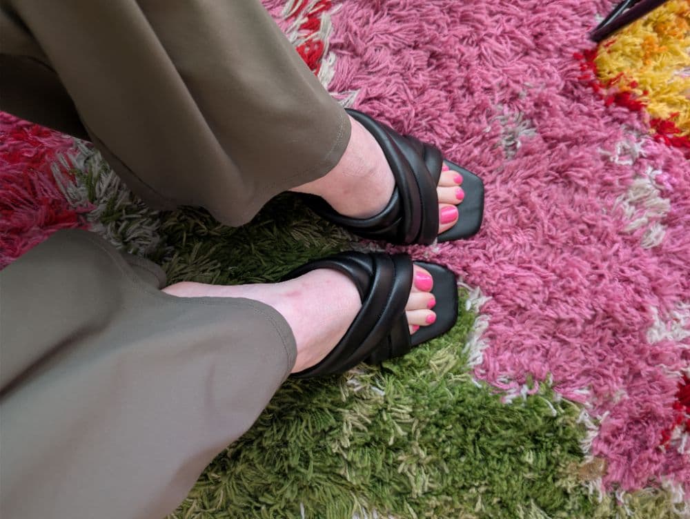 Faux Leather Crossover Heels - Image 3