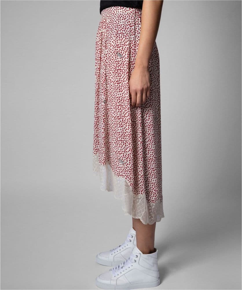 Zadig & Voltaire Red Hearts Midi Skirt - Image 2