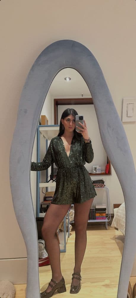 Maje Green Sequin Romper - Image 3
