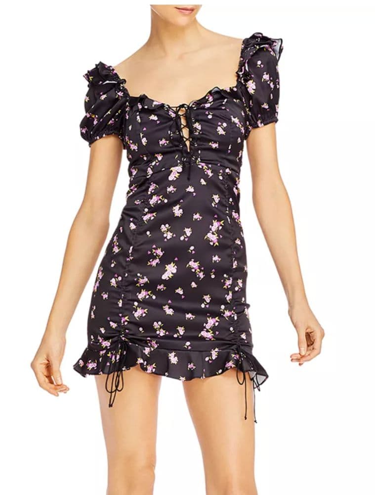 For Love and Lemons Black Floral Mini Dress - Image 1