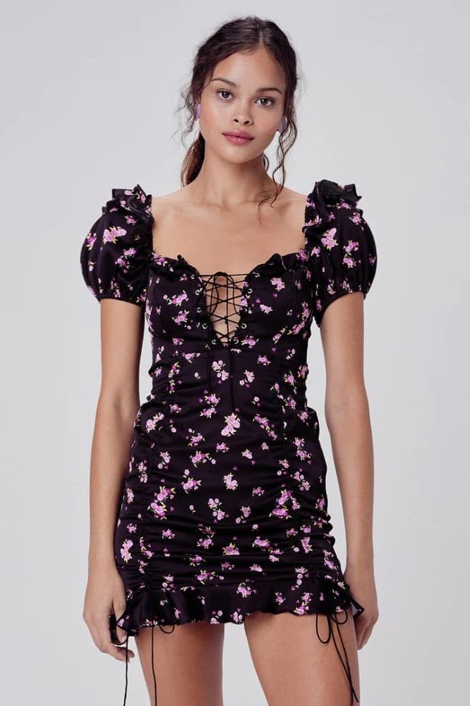 For Love and Lemons Black Floral Mini Dress - Image 2