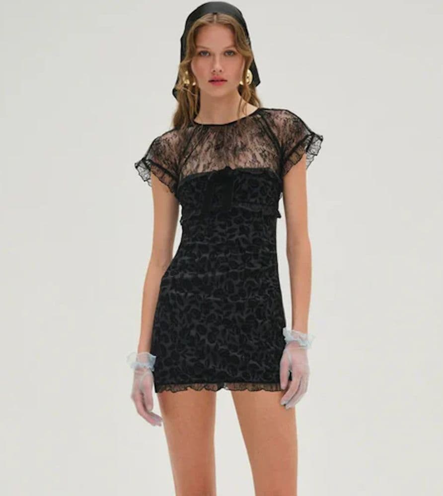 For Love and Lemons Black Lace Mini Dress - Image 1