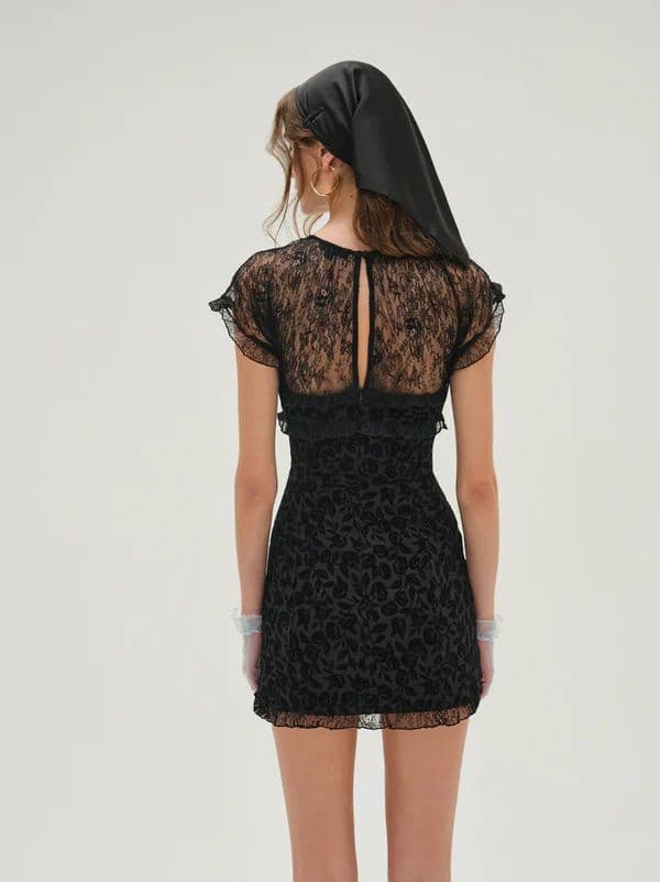 For Love and Lemons Black Lace Mini Dress - Image 2