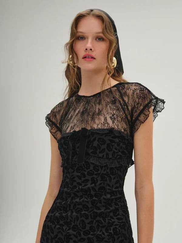 For Love and Lemons Black Lace Mini Dress - Image 4