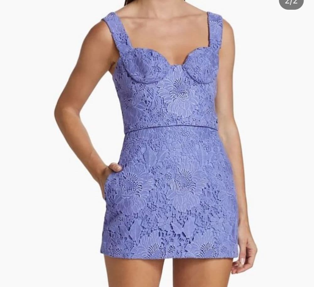 Aknvas bruna embroidered lace mini dress - Image 1