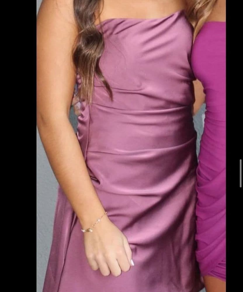 purple scrunched formal dress - Image 2