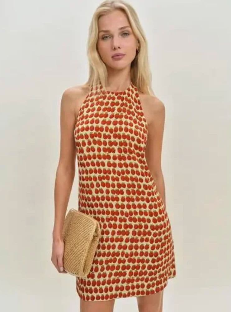 Reformation Avielle Dress Fresh Tomato Print - Image 1