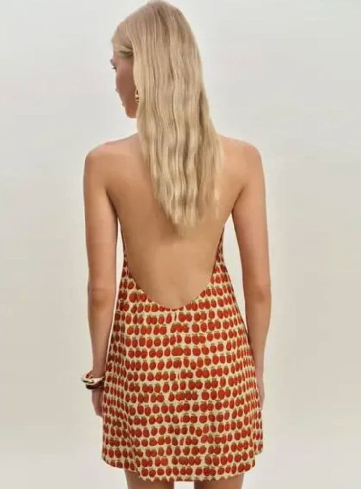 Reformation Avielle Dress Fresh Tomato Print - Image 2