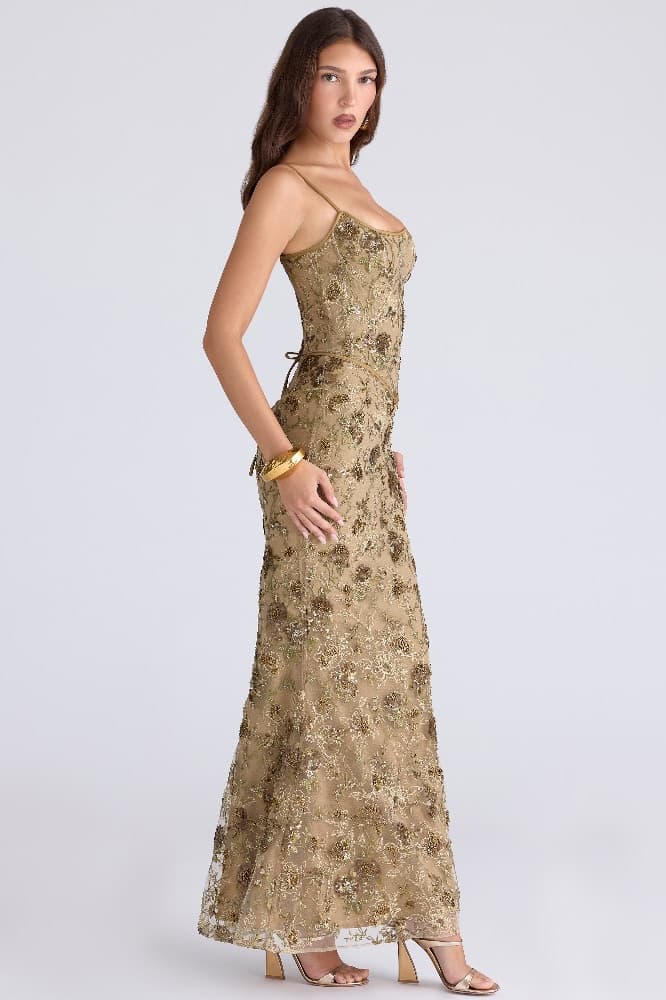 HOUSE OF CB Naima Bronze Embellished Dress - Image 4