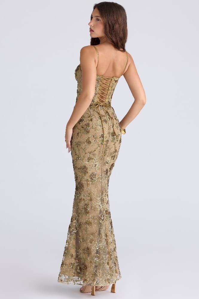 HOUSE OF CB Naima Bronze Embellished Dress - Image 2