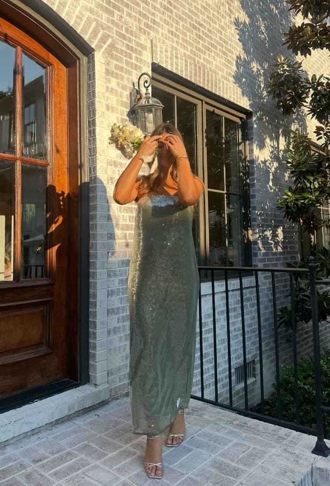 Staud Casey Dress in Garden Moss - Image 4