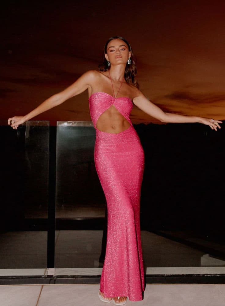 Lorenzo Maxi Dress - Raspberry - Image 1