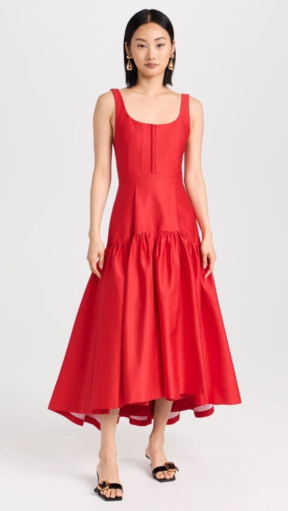 Alice + Olivia Diana Sleeveless Structured Midi Dress - Image 1