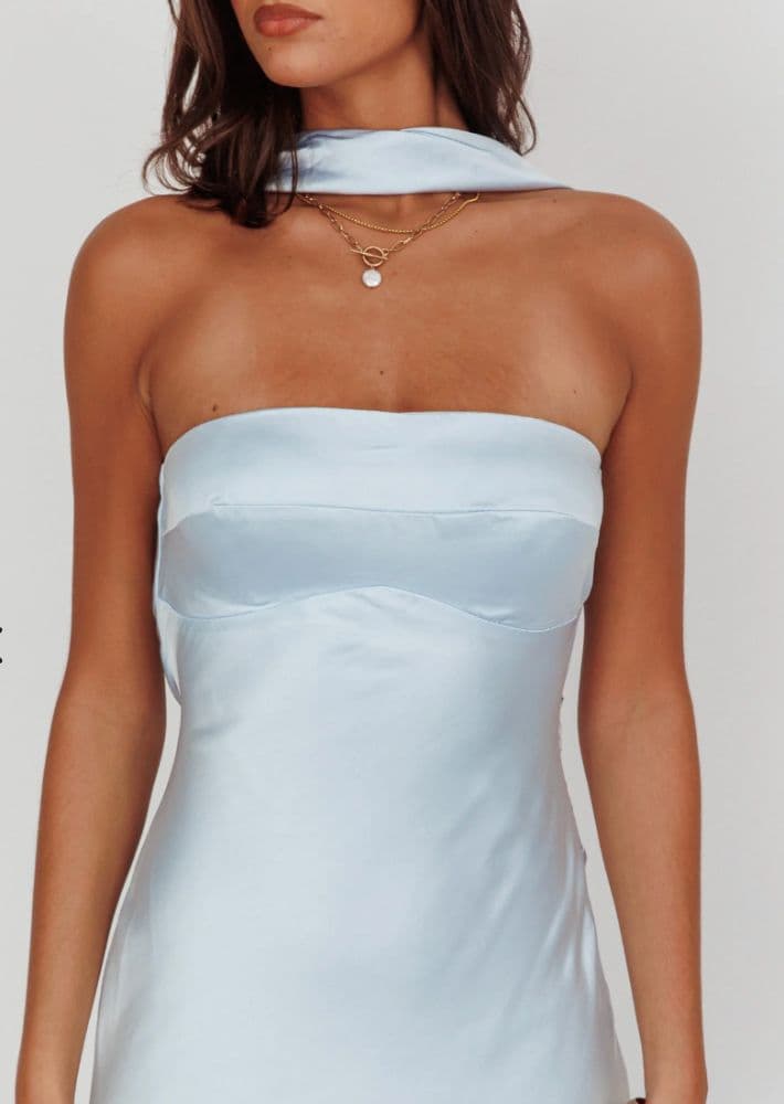 Damsel Reverse Halter Maxi Dress Baby Blue - Image 4
