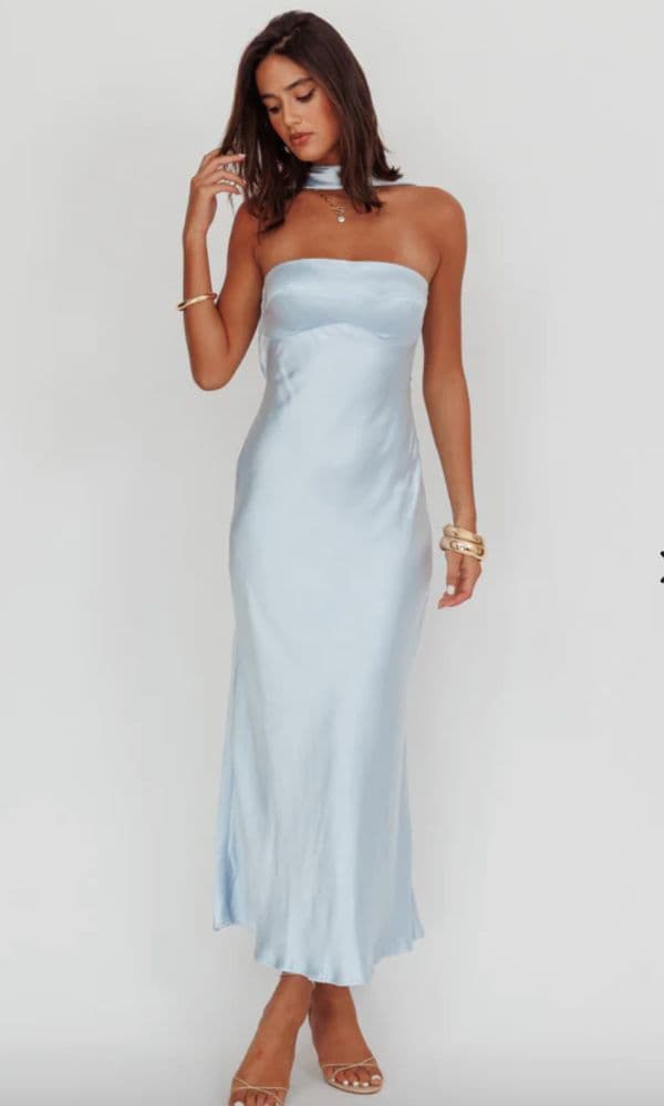 Damsel Reverse Halter Maxi Dress Baby Blue - Image 2