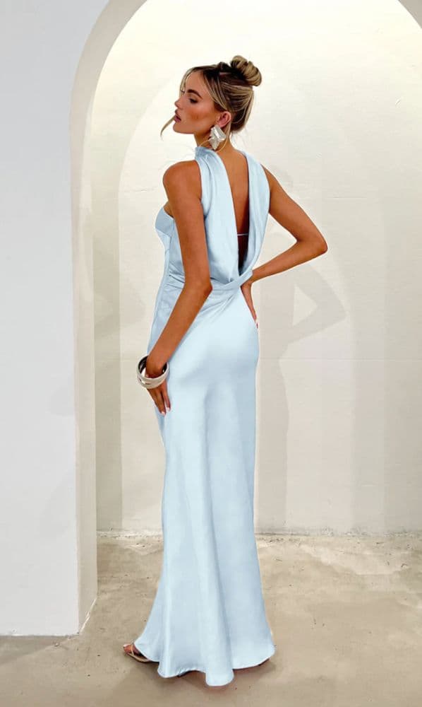 Damsel Reverse Halter Maxi Dress Baby Blue - Image 1