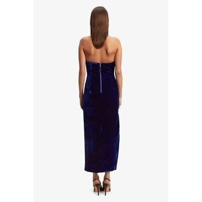 Lilah Velour Midi Dress In Vibrant Blue - Image 2