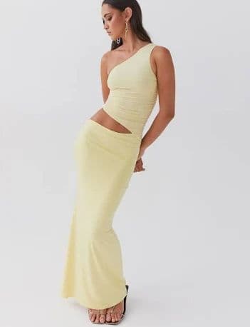 Peppermayo  - Seranella One Shoulder Maxi Dress - Lemon - Image 1