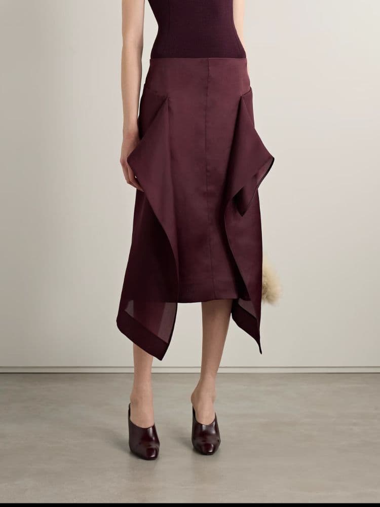 KHAITE Nina asymmetric draped silk-organza midi skirt - Image 2