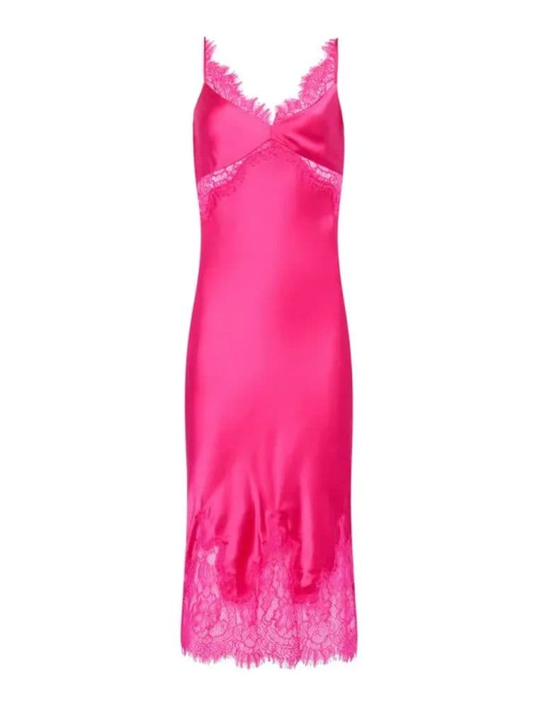 L'AGENCE Women's Pink Scotly Silk Lace Dress - Image 4