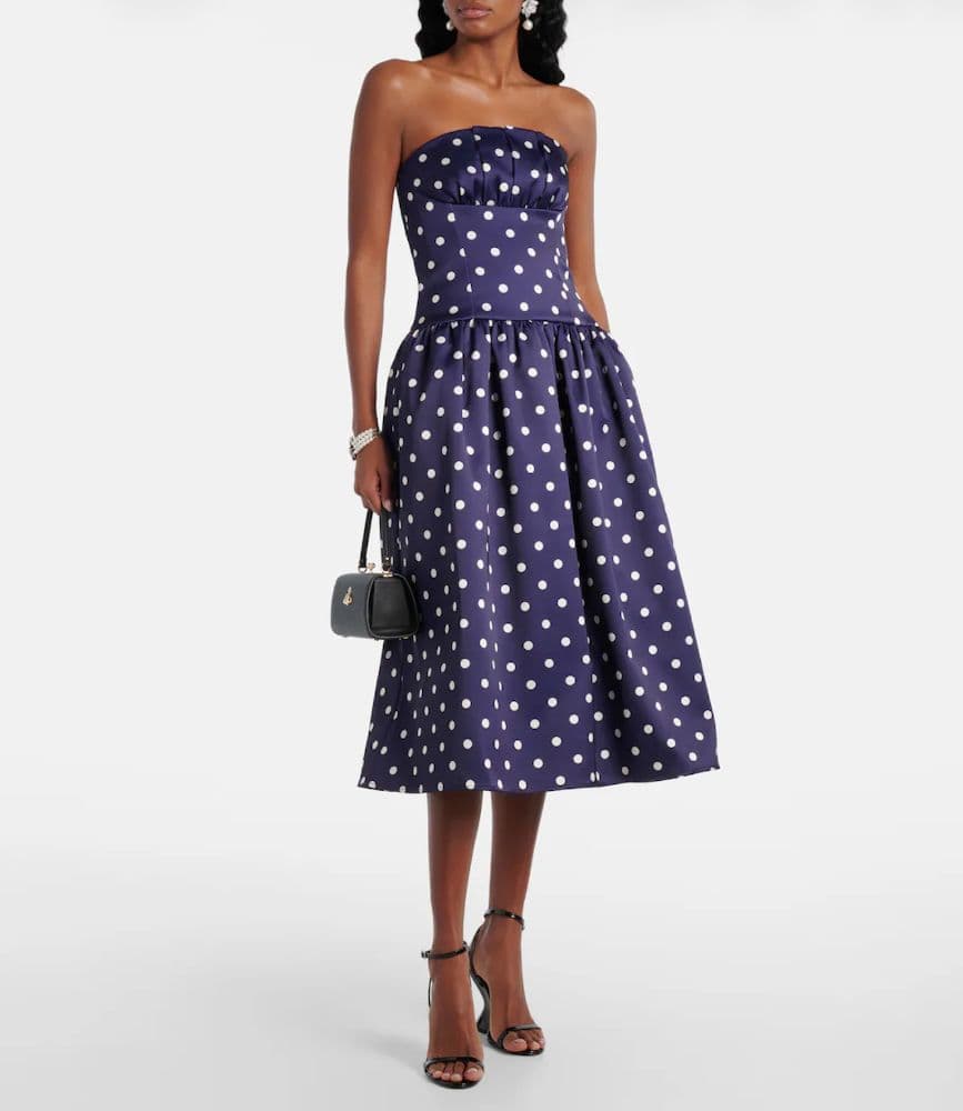 Self Portrait Navy Polka Dot Dress - Image 1