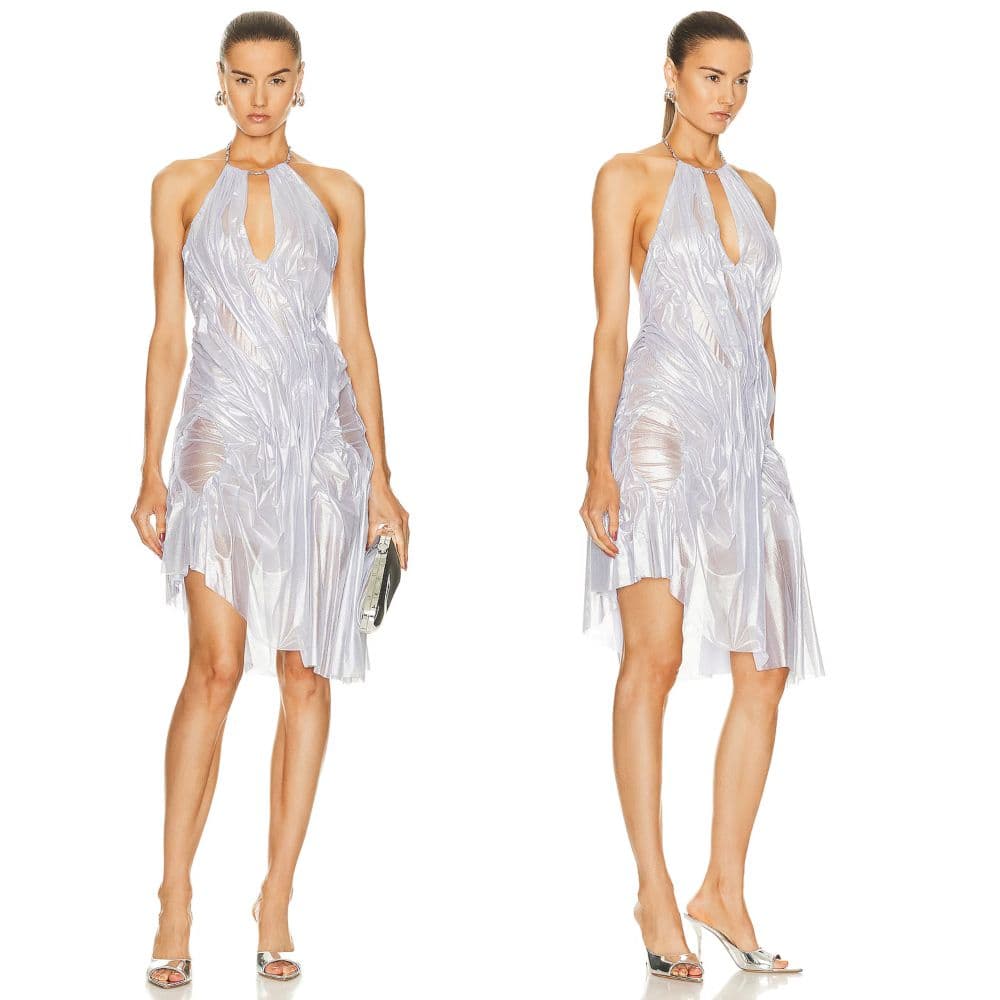 DI PETSA Silver Moon Wetlook Dress in Metallic Silver - Image 1