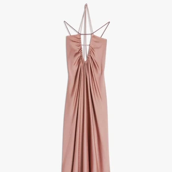 Cutout Ruched Knitted Maxi Dress In Antique Rose - Image 3