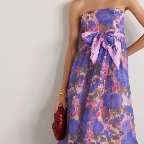 High Tide belted floral-print linen and silk-blend midi dress - Image 1