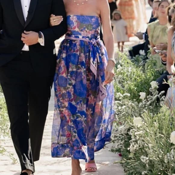 High Tide belted floral-print linen and silk-blend midi dress - Image 2