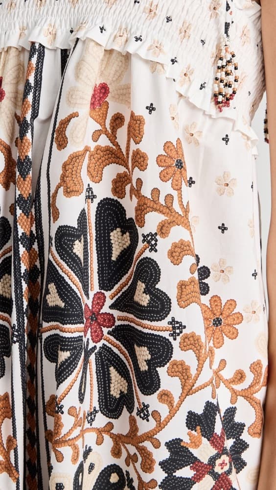 FARM Rio Flower Fan Tapestry Off-White Midi Dress - Image 5