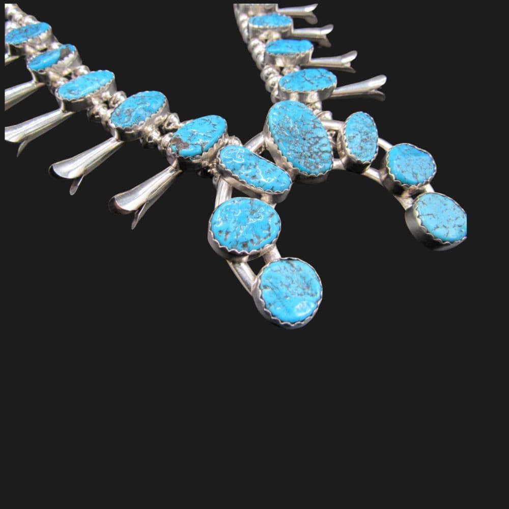 Jerome Kingman Turquoise Squash Blossom Necklace – Sterling Silver - Image 3