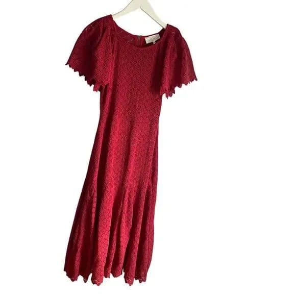 The Great Red Eyelet Harmony Cotton Midi Dress sz 0 - Image 2