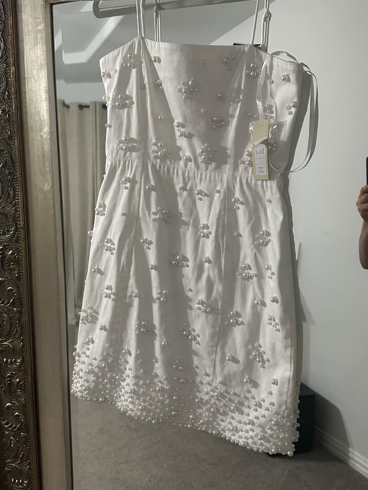 Anthropologie Dress BHLDN Elegant White pearl accents - Image 6