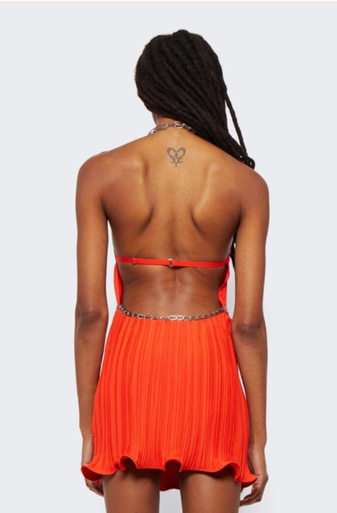 Dion Lee Chain Pleat Halter Mini Dress - Image 3