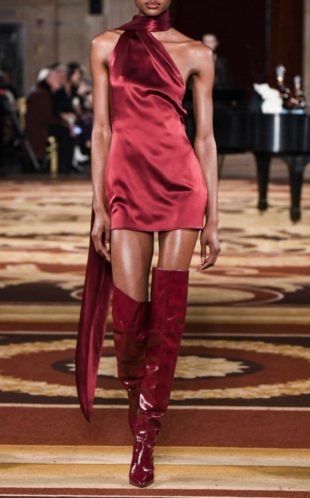 LaQuan Smith One Shoulder Mini Dress With Scarf Detail - Image 2