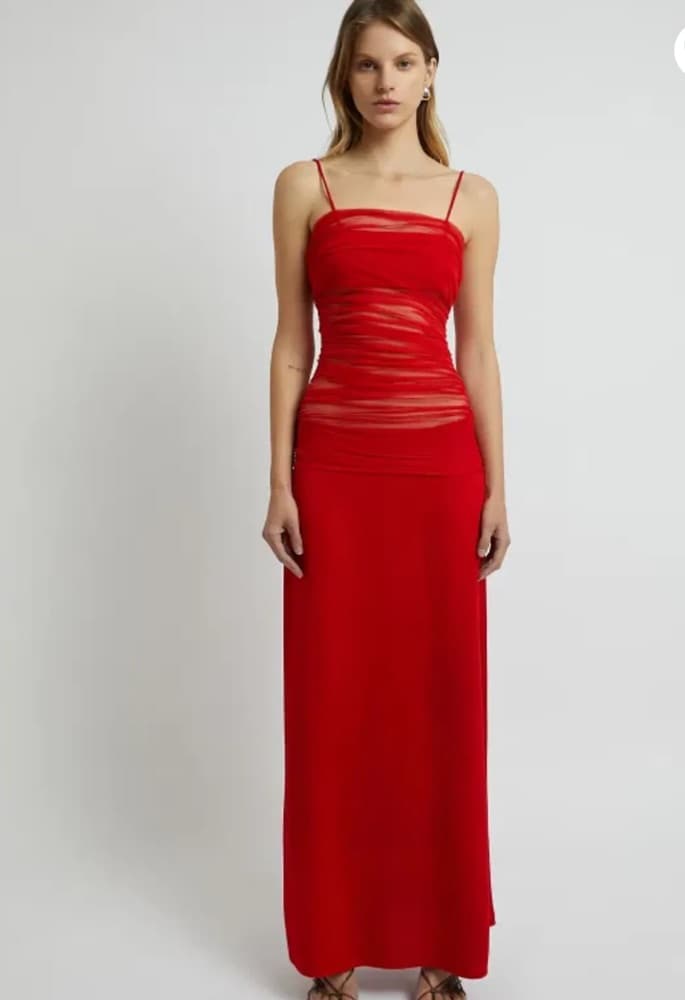 Christopher Esber Red Mesh Cutout Dress - Image 2