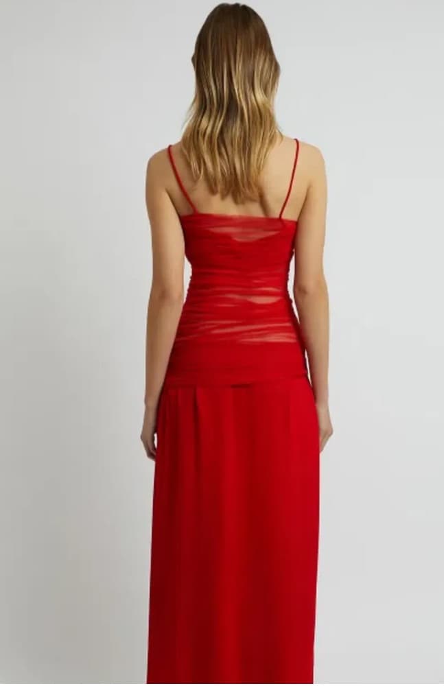 Christopher Esber Red Mesh Cutout Dress - Image 4