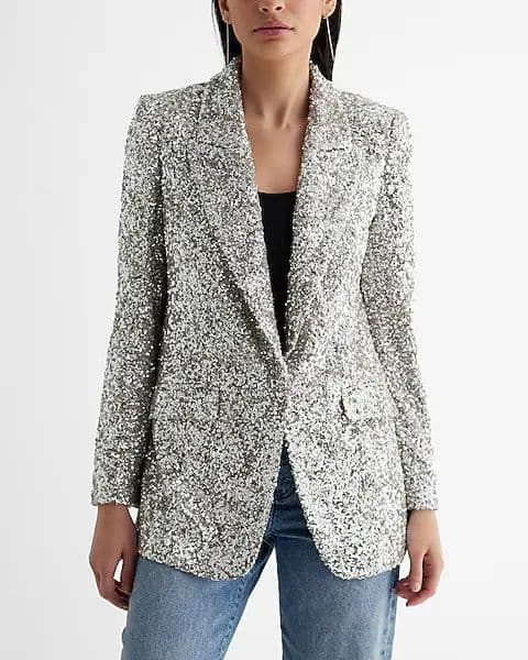 Silver Sequin Blazer - Image 1