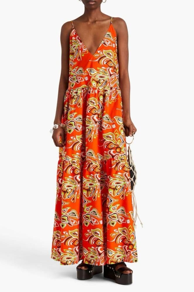 Emilio Pucci Printed Poplin Tiered Maxi Dress - Image 6