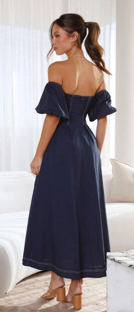 Claira Midi Dress - Navy - Image 3