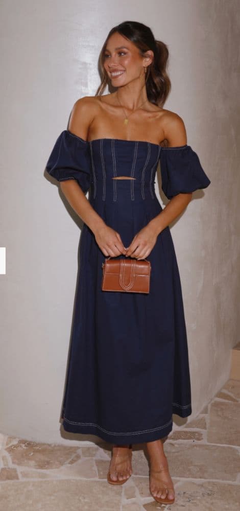 Claira Midi Dress - Navy - Image 1