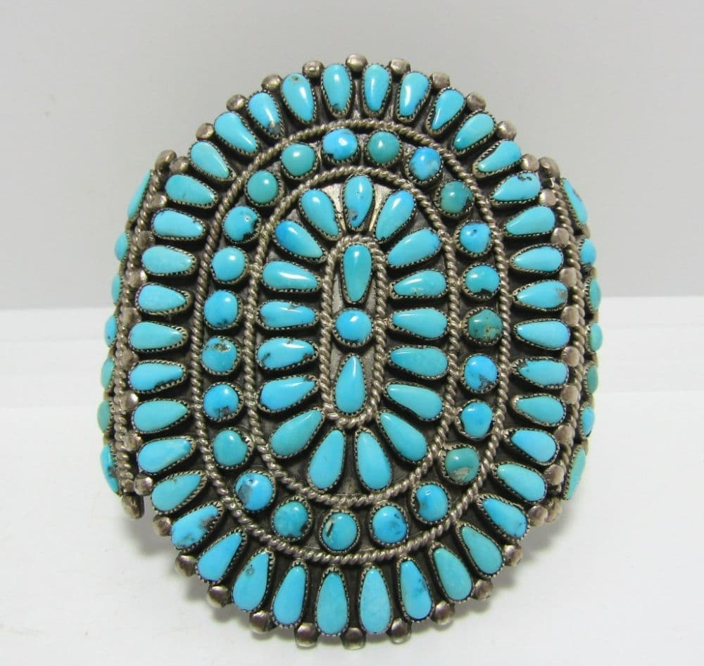 Tombstone Turquoise Cluster Cuff - Sterling Silver - Image 1