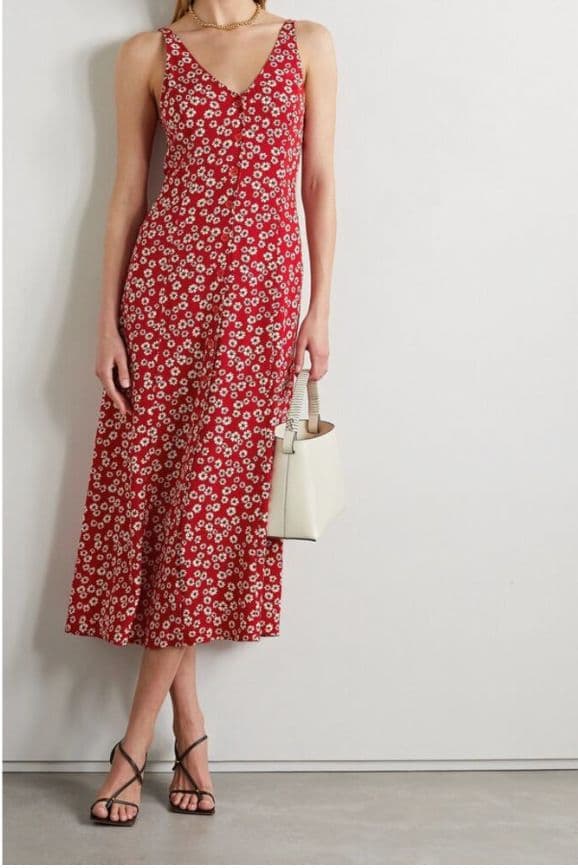 Reformation Red/White Floral Dress - Image 1