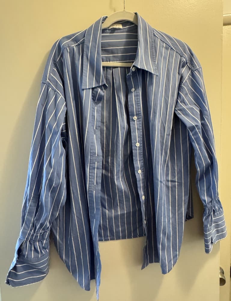 A.L.C. Striped Long Sleeve Button-Up Top - Image 1