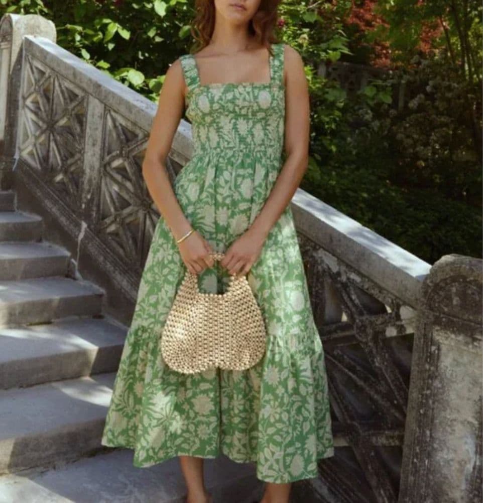 Elegant, Floral Green Garden Dress - Image 1