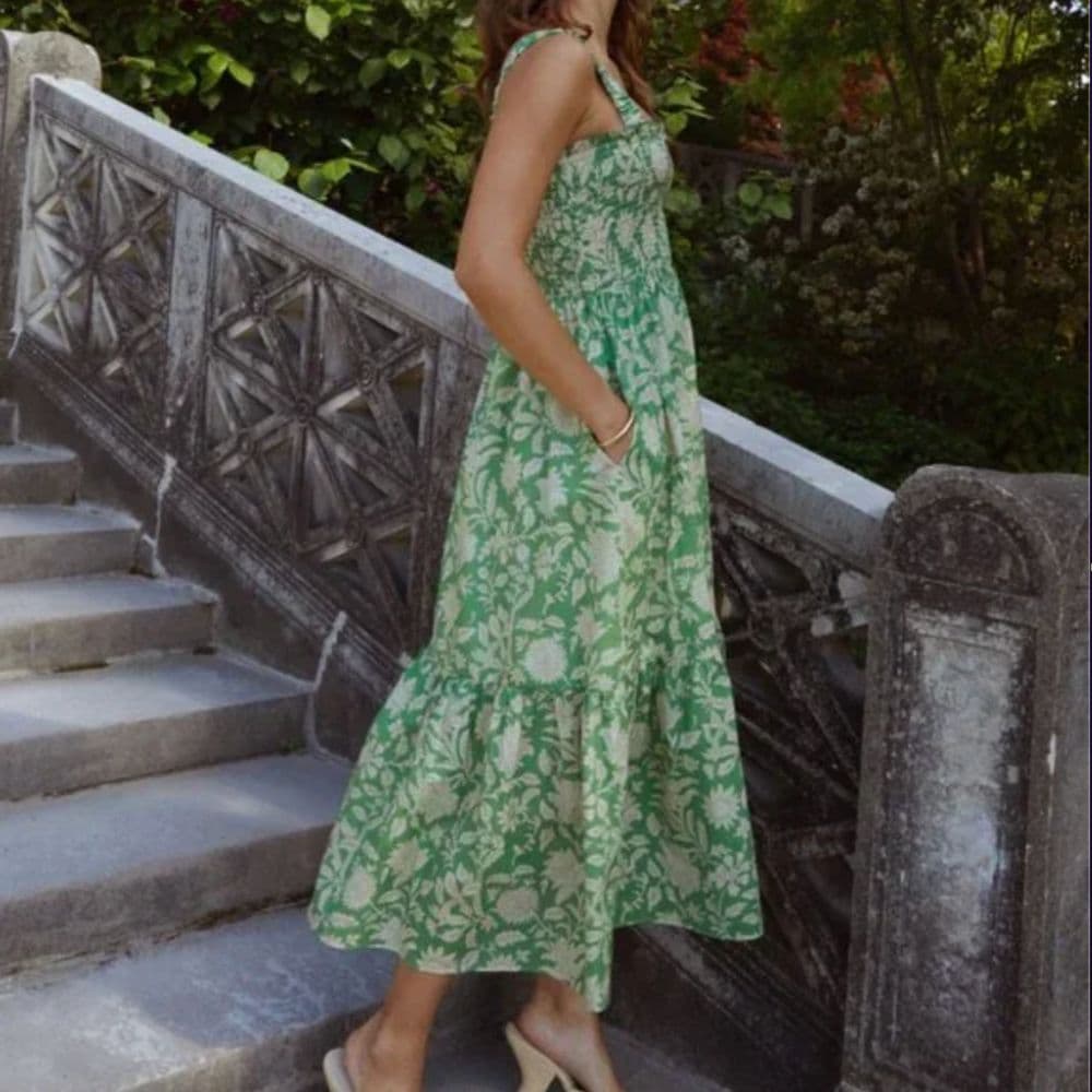 Elegant, Floral Green Garden Dress - Image 2
