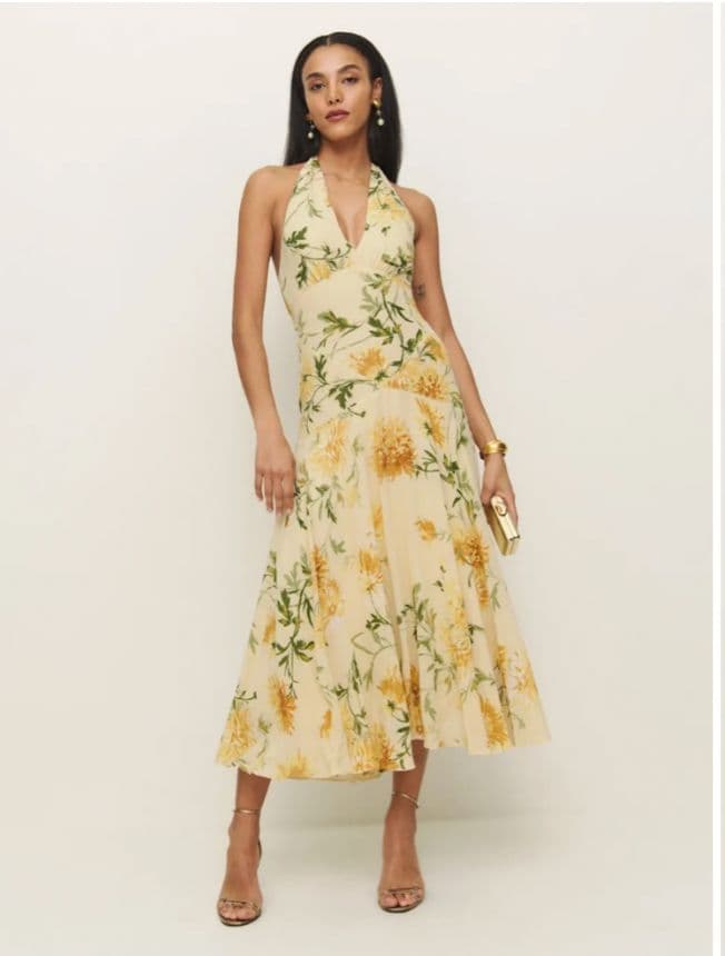 Reformation Floral Print Halter Midi Dress - Image 1
