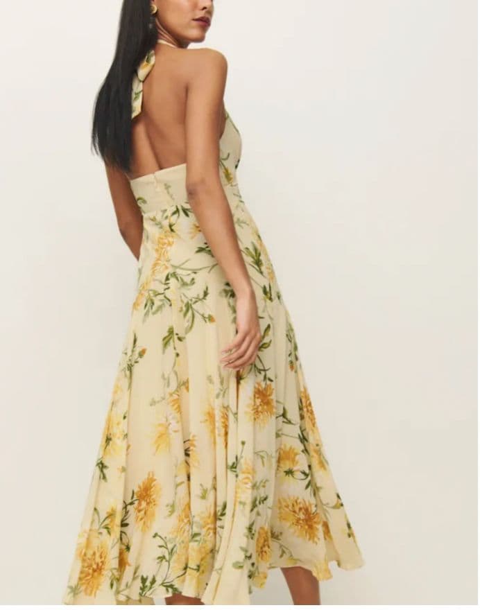 Reformation Floral Print Halter Midi Dress - Image 2
