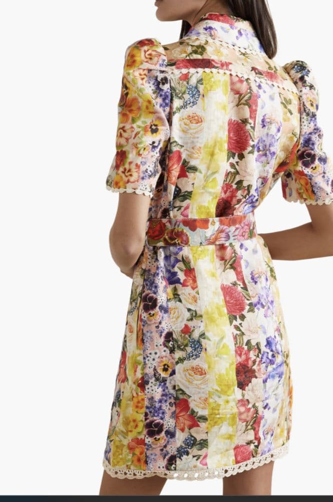 ZIMMERMANN Belted floral-print linen mini shirt dress - Image 1